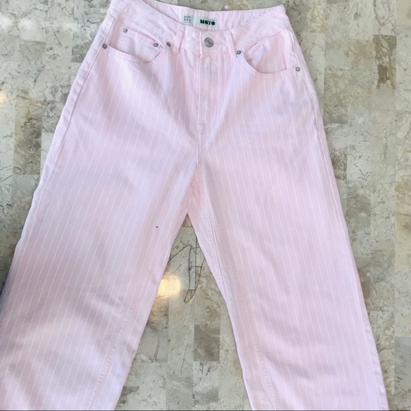 Topshop Denim - Topshop pink & white stripe wide leg size 28 NWOT